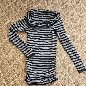 Windsor Black and Gray Striped Button Top/Mini Dress
